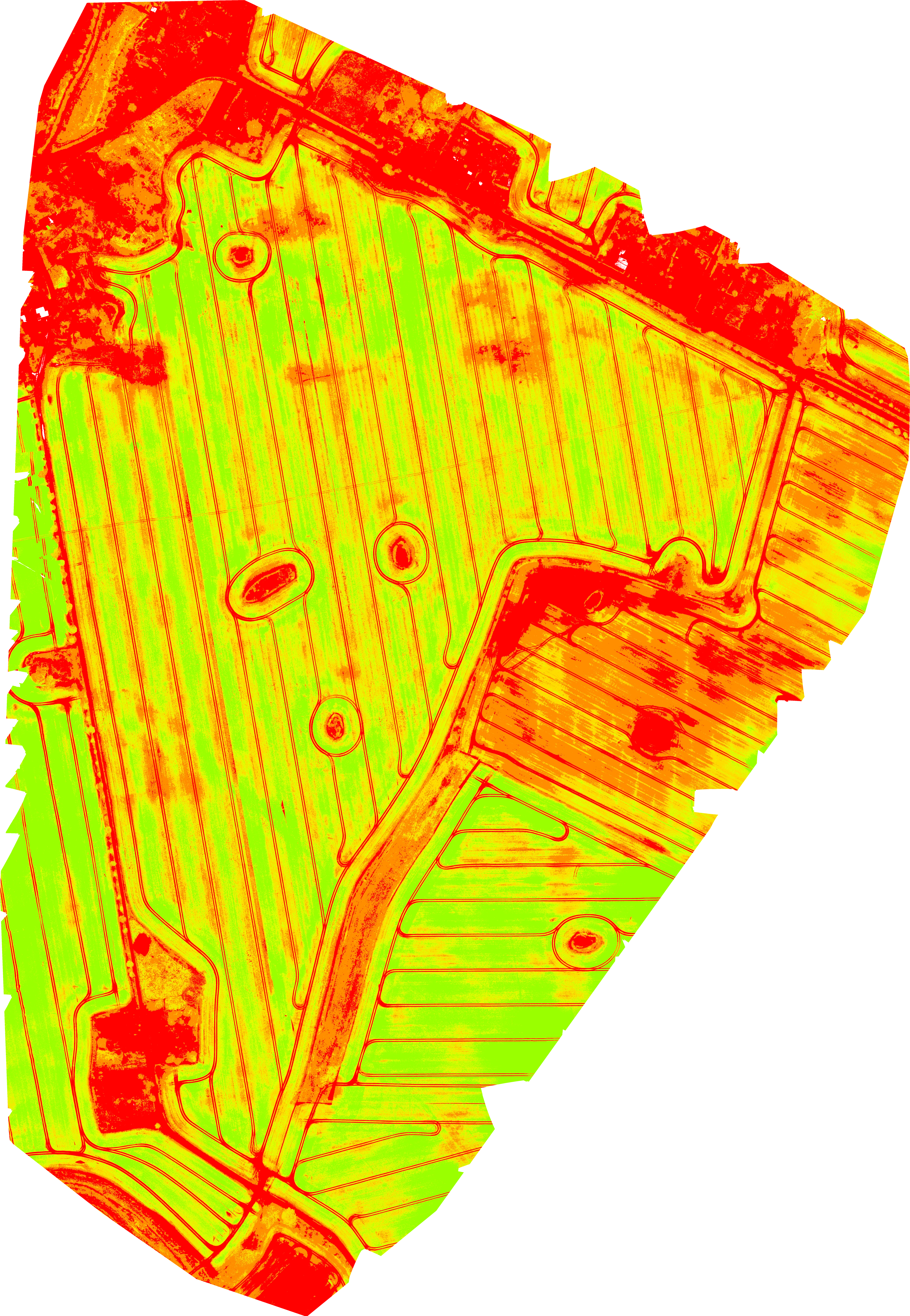 Ortomosaico multiespectral NDVI real de parcelas agrícolas